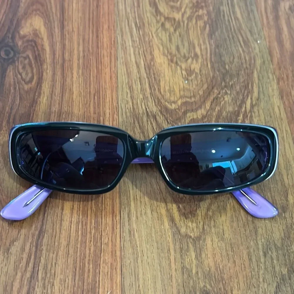 Nicole Miller Black purple double happiness vintage punk sunglasses